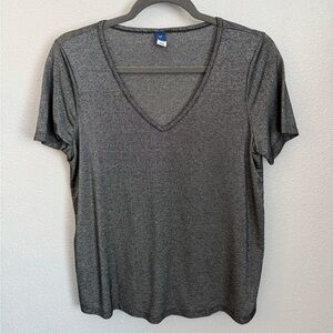 Gray Shimmer V-Neck Women's Top